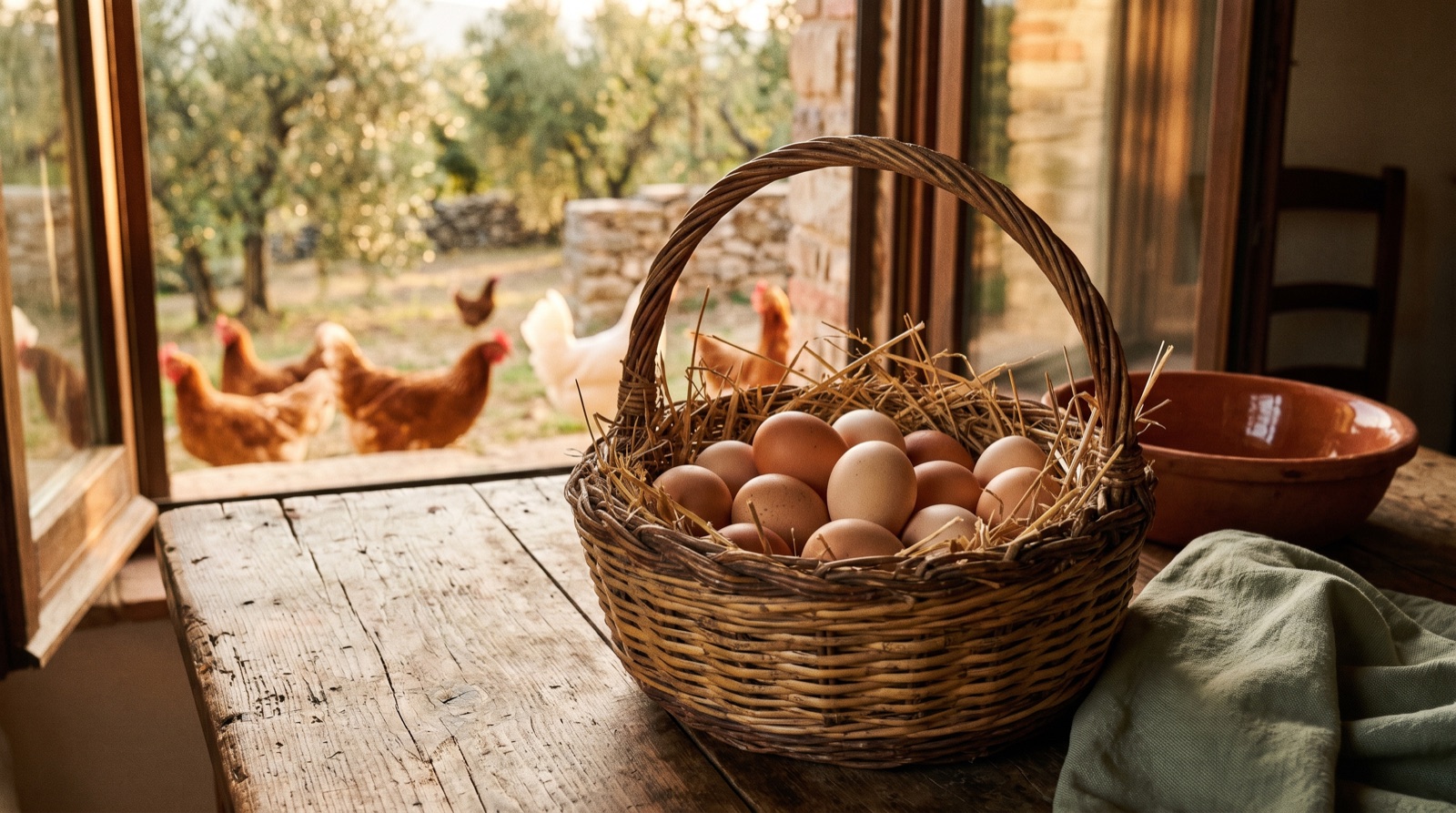 Uova fresche di galline allevate al pascolo